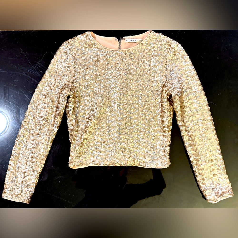 Alice + Olivia Gold Sequin Top Size 2